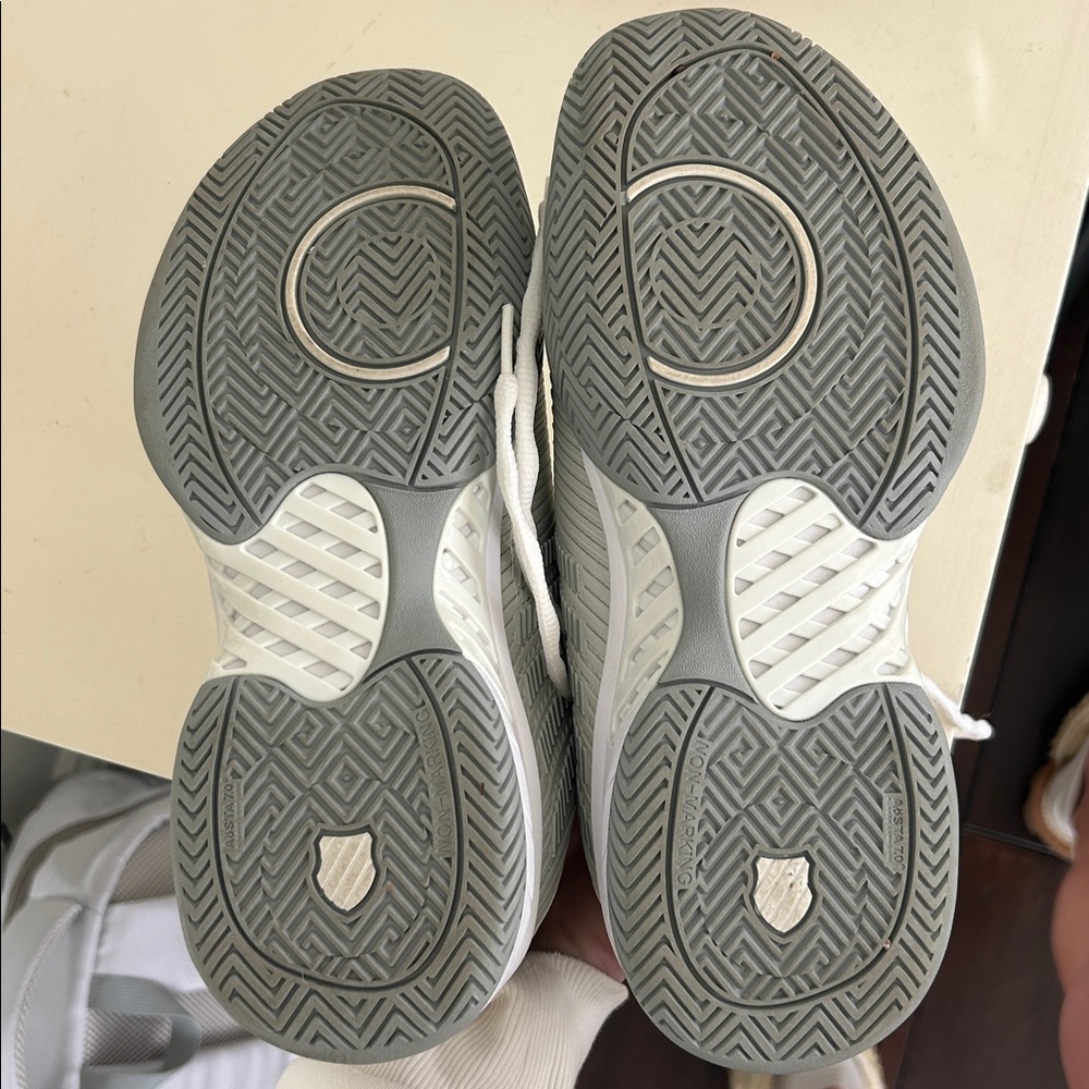 K-Swiss White and Gray Court Shoes - Picture 5 of 7